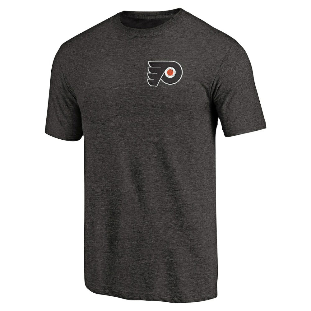 Philadelphia Flyers Primary Logo Left Chest Distressed Tri-Blend T-Shirt - Black T-shirts