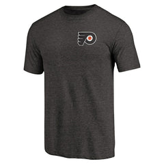 Philadelphia Flyers Primary Logo Left Chest Distressed Tri-Blend T-Shirt - Black T-shirts