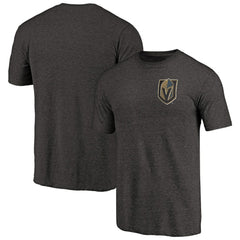 Vegas Golden Knights Primary Logo Left Chest Distressed Tri-Blend T-Shirt - Black T-shirts