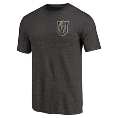 Vegas Golden Knights Primary Logo Left Chest Distressed Tri-Blend T-Shirt - Black T-shirts
