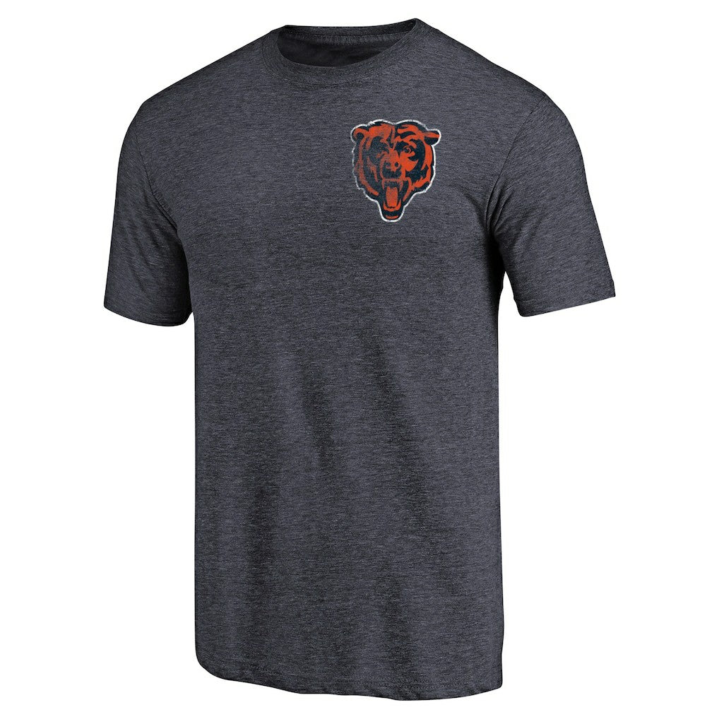 Chicago Bears Primary Logo Left Chest Distressed Tri-Blend T-Shirt - Heathered Navy outlet