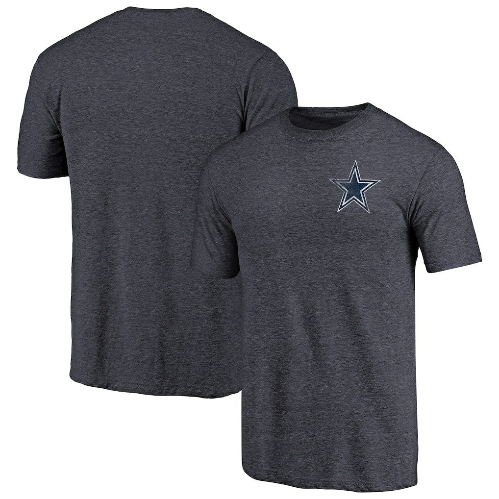 Dallas Cowboys Primary Logo Left Chest Distressed Tri-Blend T-Shirt - Heathered Navy cheap