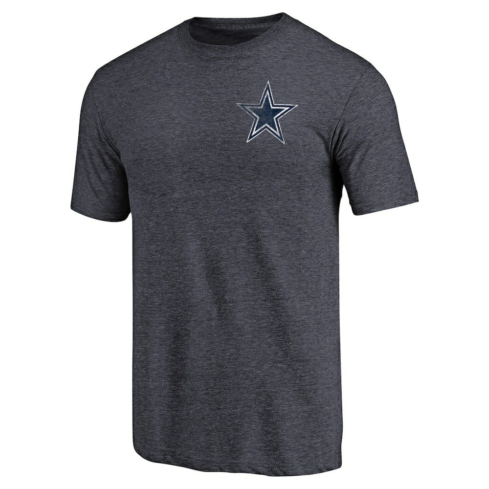 Dallas Cowboys Primary Logo Left Chest Distressed Tri-Blend T-Shirt - Heathered Navy cheap