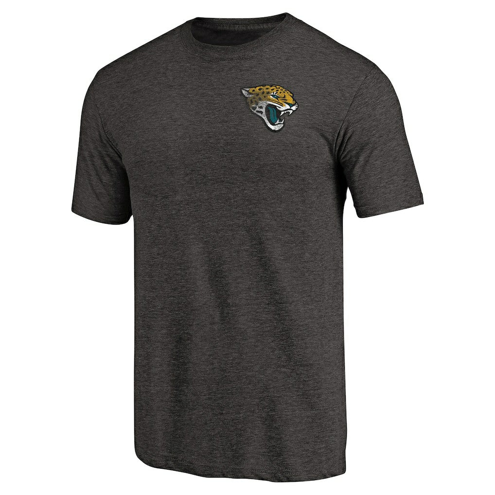 Jacksonville Jaguars Primary Logo Left Chest Distressed Tri-Blend T-Shirt - Heathered Black cheap