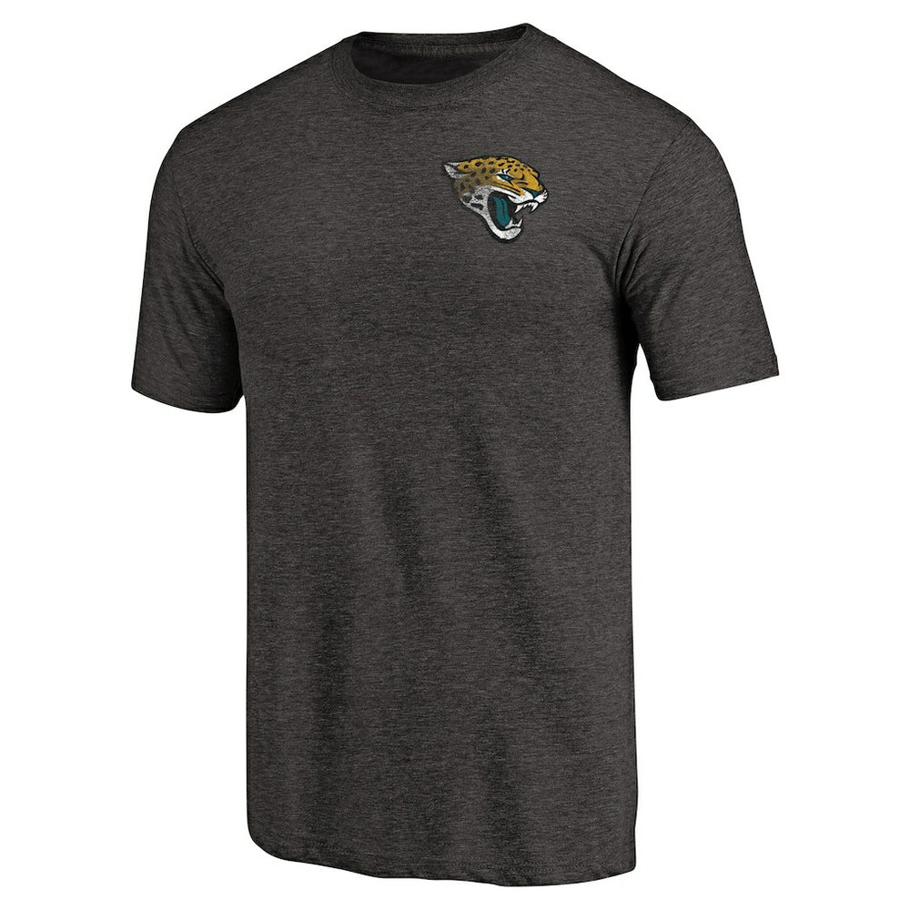 Jacksonville Jaguars Primary Logo Left Chest Distressed Tri-Blend T-Shirt - Heathered Black cheap