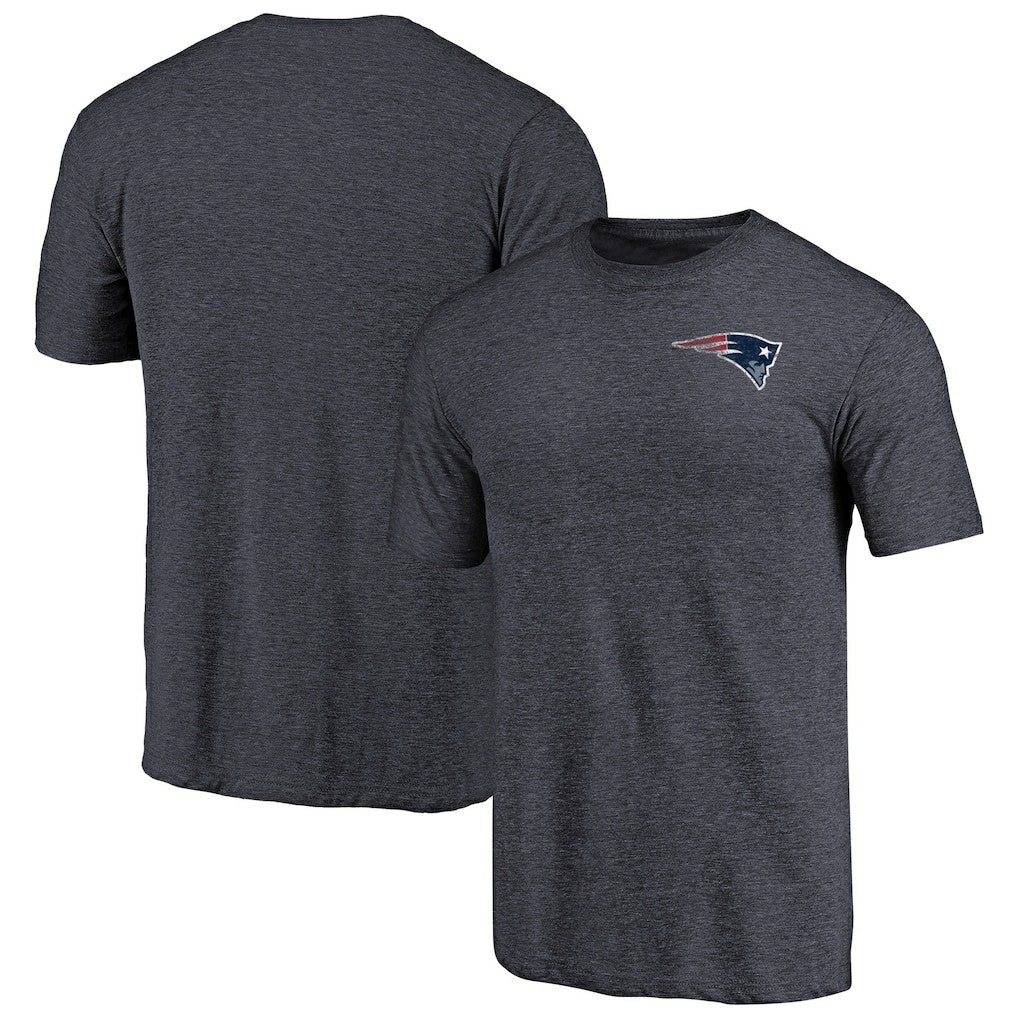 New England Patriots Primary Logo Left Chest Distressed Tri-Blend T-Shirt - Heathered Navy outlet