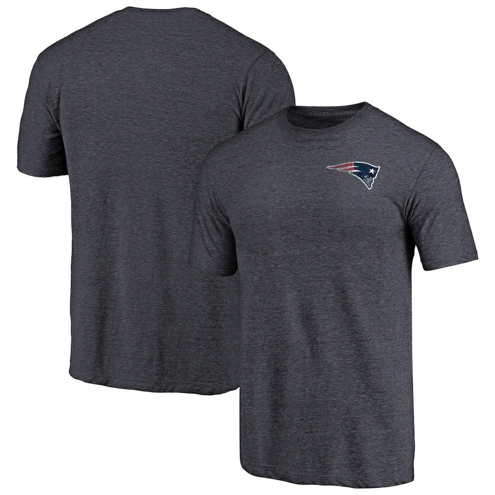 New England Patriots Primary Logo Left Chest Distressed Tri-Blend T-Shirt - Heathered Navy outlet