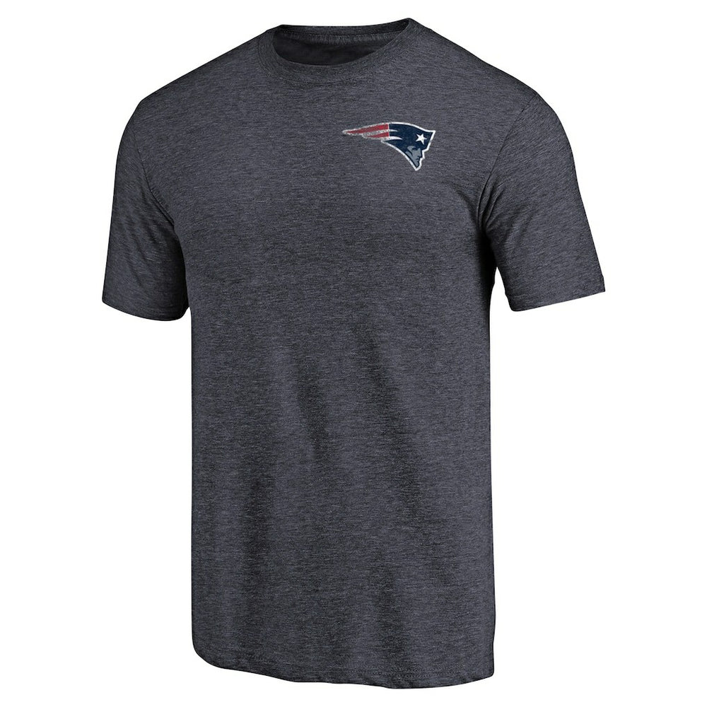 New England Patriots Primary Logo Left Chest Distressed Tri-Blend T-Shirt - Heathered Navy outlet