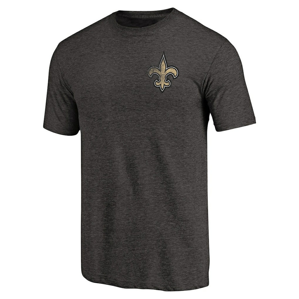 New Orleans Saints Primary Logo Left Chest Distressed Tri-Blend T-Shirt - Heathered Black discount