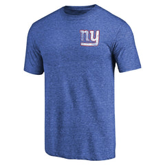 New York Giants Primary Logo Left Chest Distressed Tri-Blend T-Shirt - Heathered Royal sale