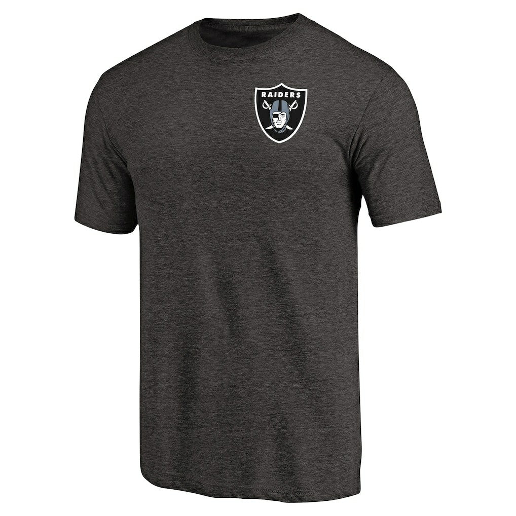 Las Vegas Raiders Primary Logo Left Chest Distressed Tri-Blend T-Shirt - Heathered Black on sale