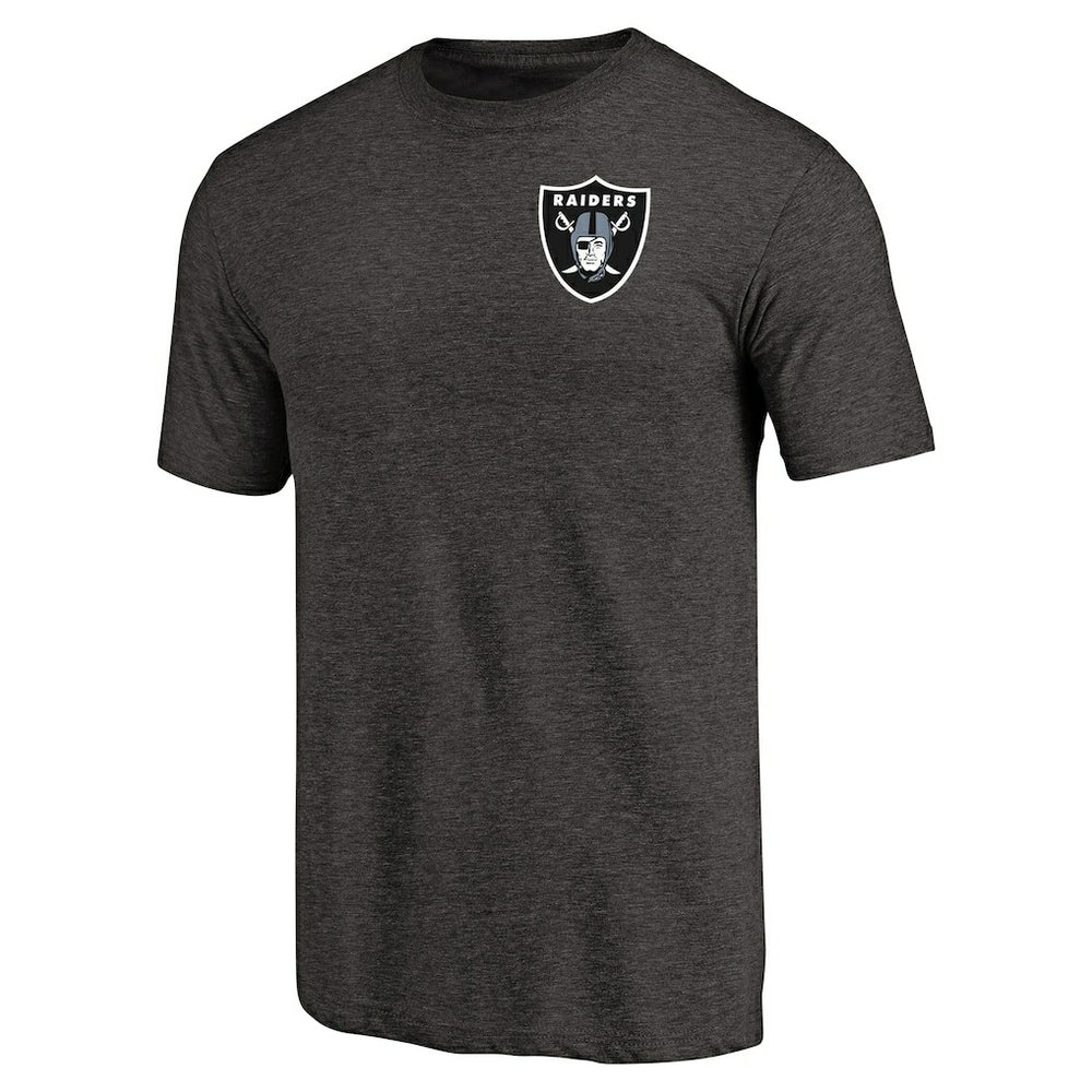 Las Vegas Raiders Primary Logo Left Chest Distressed Tri-Blend T-Shirt - Heathered Black on sale