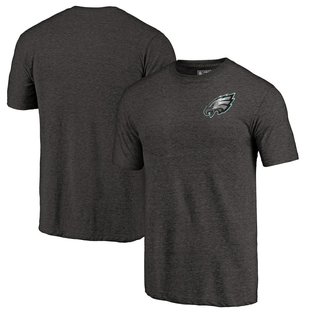 Philadelphia Eagles Primary Logo Left Chest Distressed Tri-Blend T-Shirt - Heathered Black discount