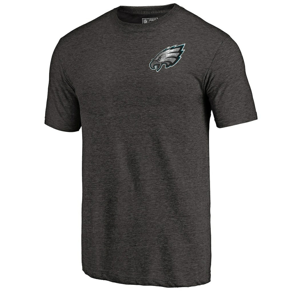 Philadelphia Eagles Primary Logo Left Chest Distressed Tri-Blend T-Shirt - Heathered Black discount