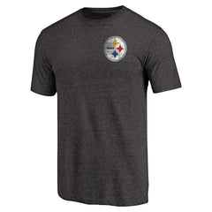 Pittsburgh Steelers Primary Logo Left Chest Distressed Tri-Blend T-Shirt - Heathered Black cheap