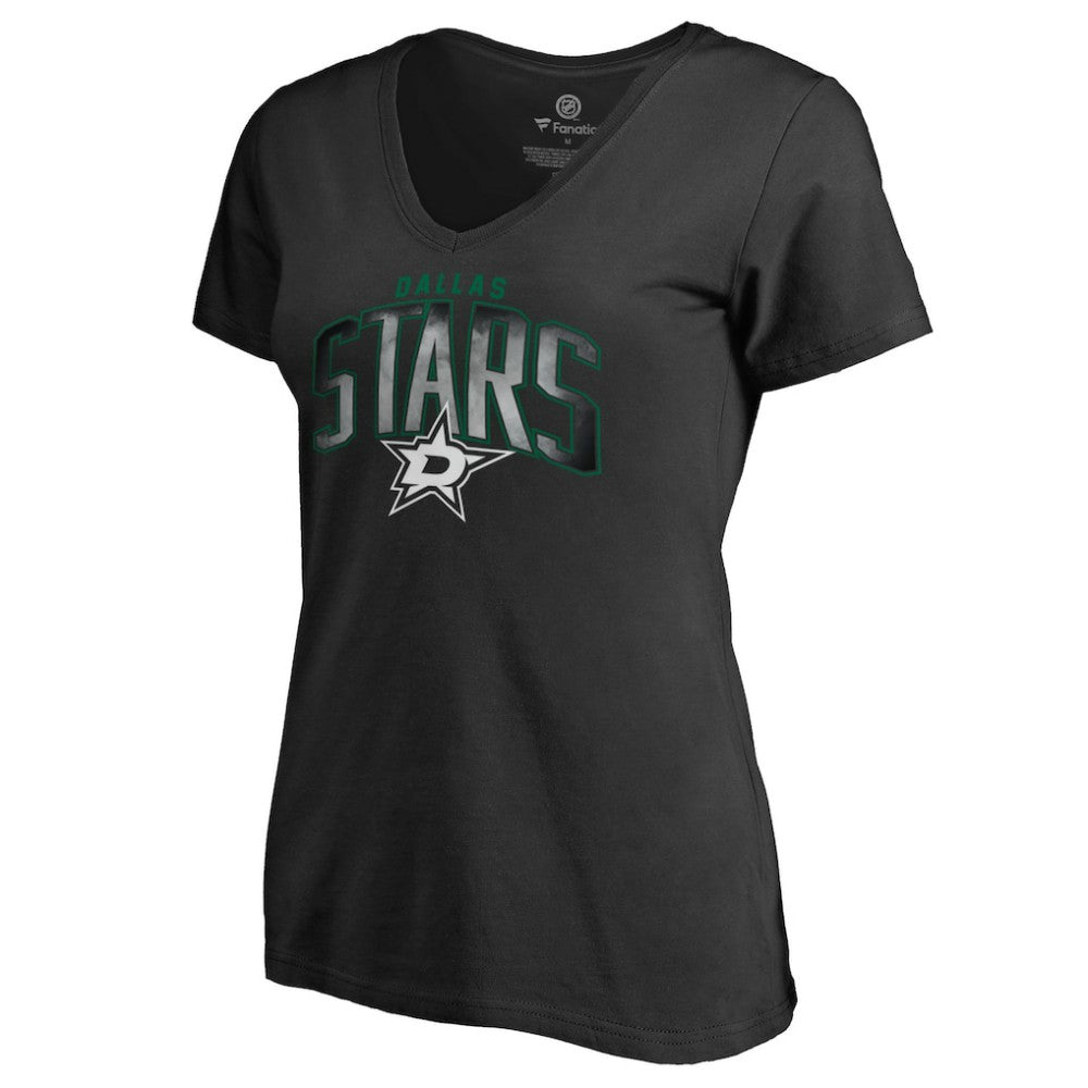 Dallas Stars Women's Arch Smoke V-Neck T-Shirt - Black T-shirts