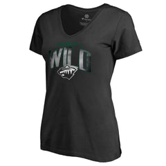 Minnesota Wild Women's Arch Smoke V-Neck T-Shirt - Black T-shirts