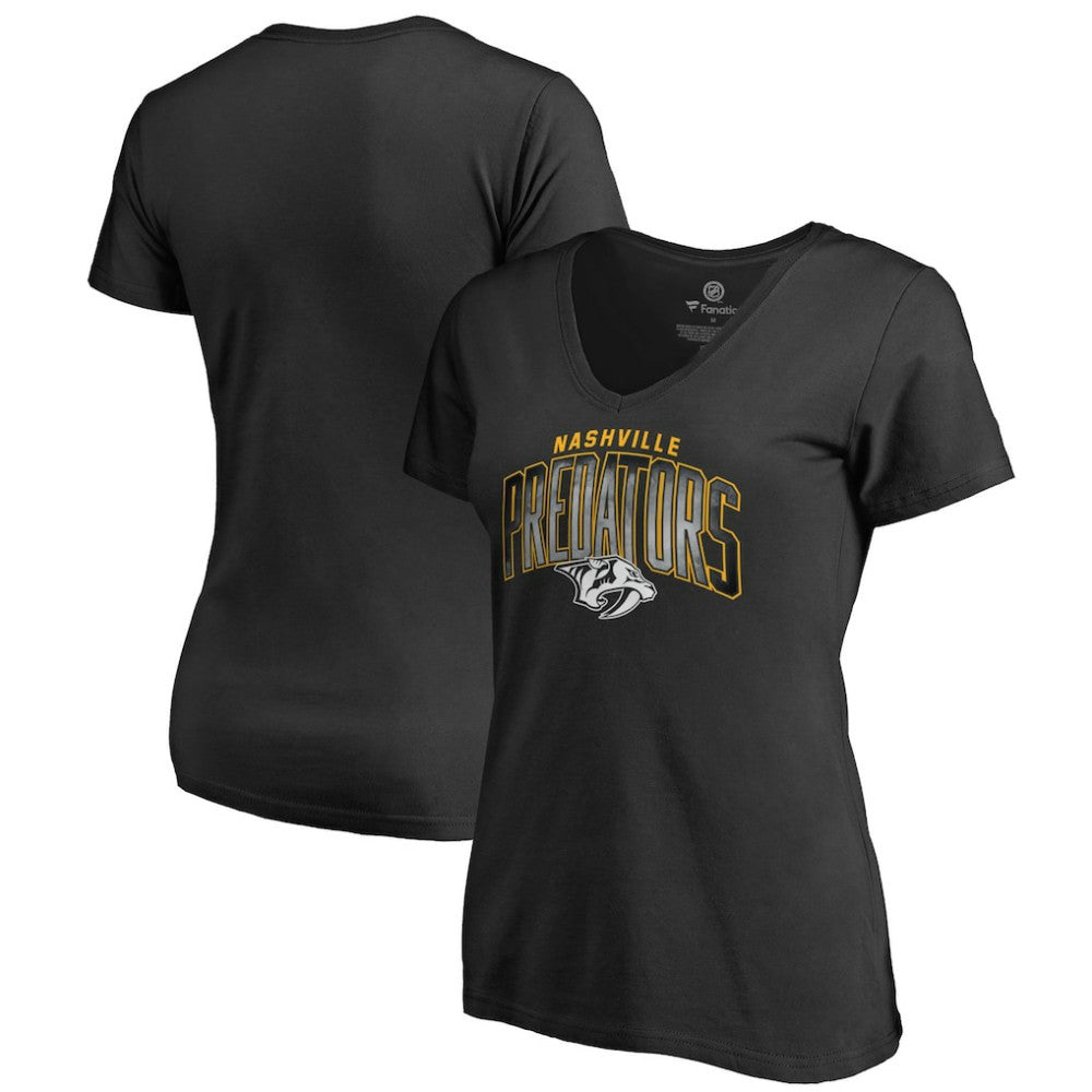 Nashville Predators Women's Arch Smoke V-Neck T-Shirt - Black T-shirts