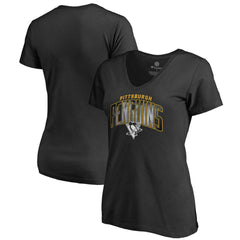 Pittsburgh Penguins Women's Arch Smoke V-Neck T-Shirt - Black T-shirts