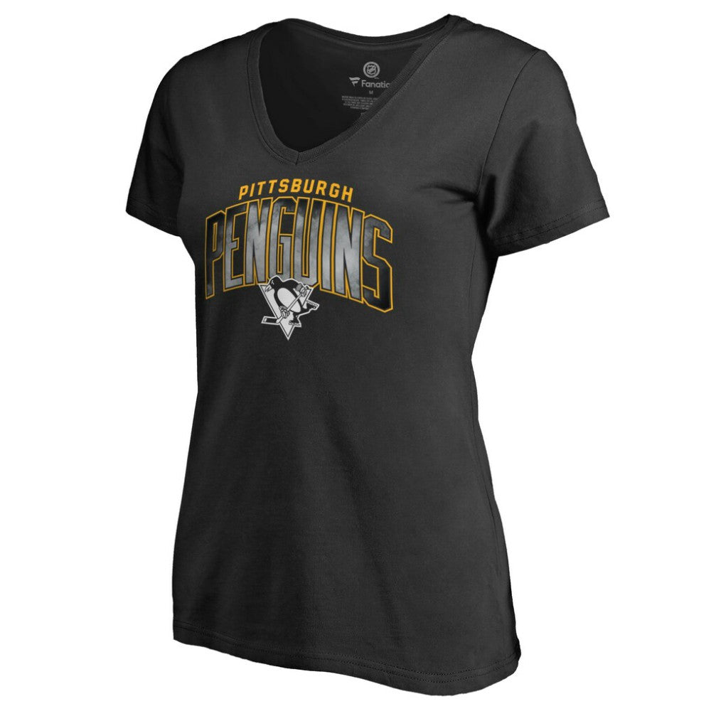 Pittsburgh Penguins Women's Arch Smoke V-Neck T-Shirt - Black T-shirts