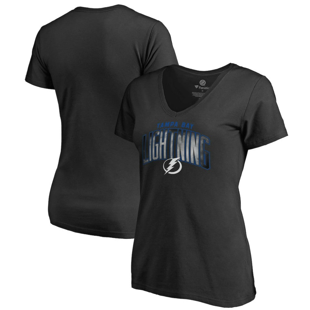 Tampa Bay Lightning Women's Arch Smoke V-Neck T-Shirt - Black T-shirts
