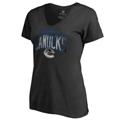 Vancouver Canucks Women's Arch Smoke V-Neck T-Shirt - Black T-shirts