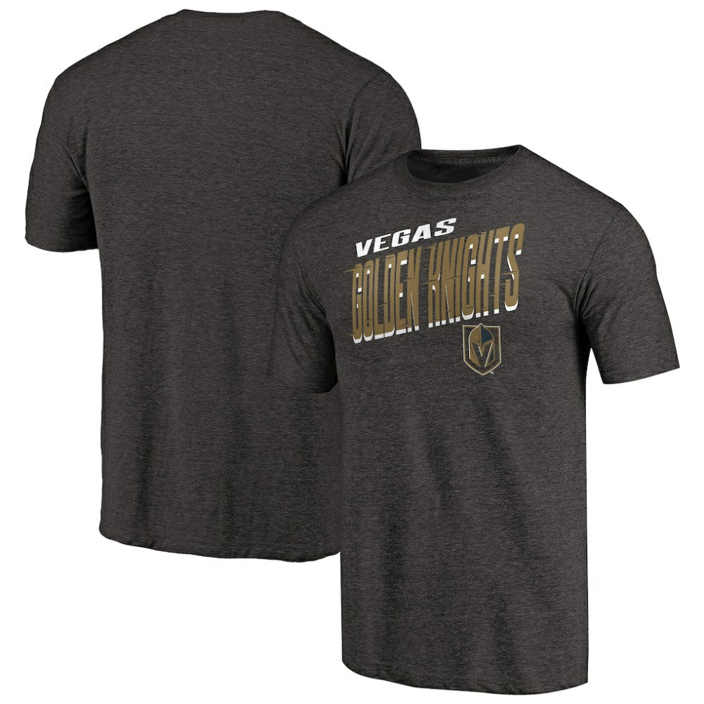 Vegas Golden Knights Slant Strike Tri-Blend T-Shirt - Black T-shirts
