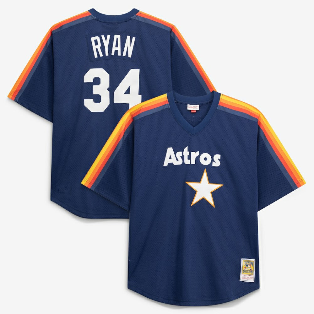 Nolan Ryan Houston Astros Cooperstown Collection Big & Tall Mesh Batting Practice Jersey Navy