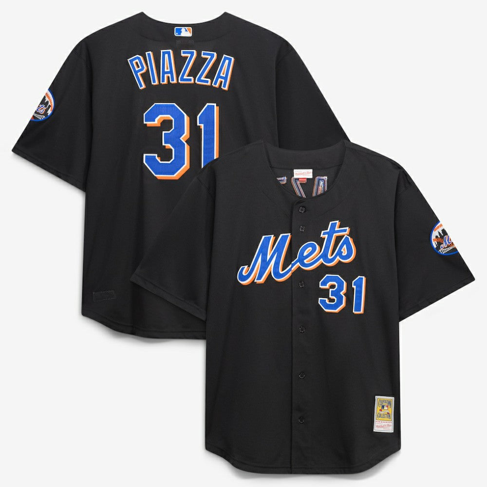Mike Piazza New York Mets Big & Tall Cooperstown Mesh Batting Practice Jersey Black