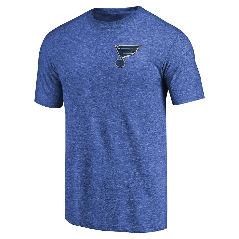 St. Louis Blues Primary Logo Left Chest Distressed Tri-Blend T-Shirt - Heathered Blue T-shirts