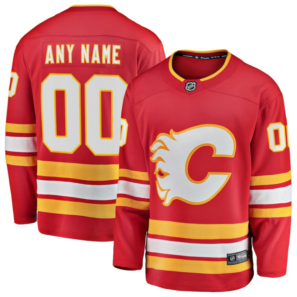 Calgary Flames Fanatics Home Breakaway Custom Jersey - Red Jerseys
