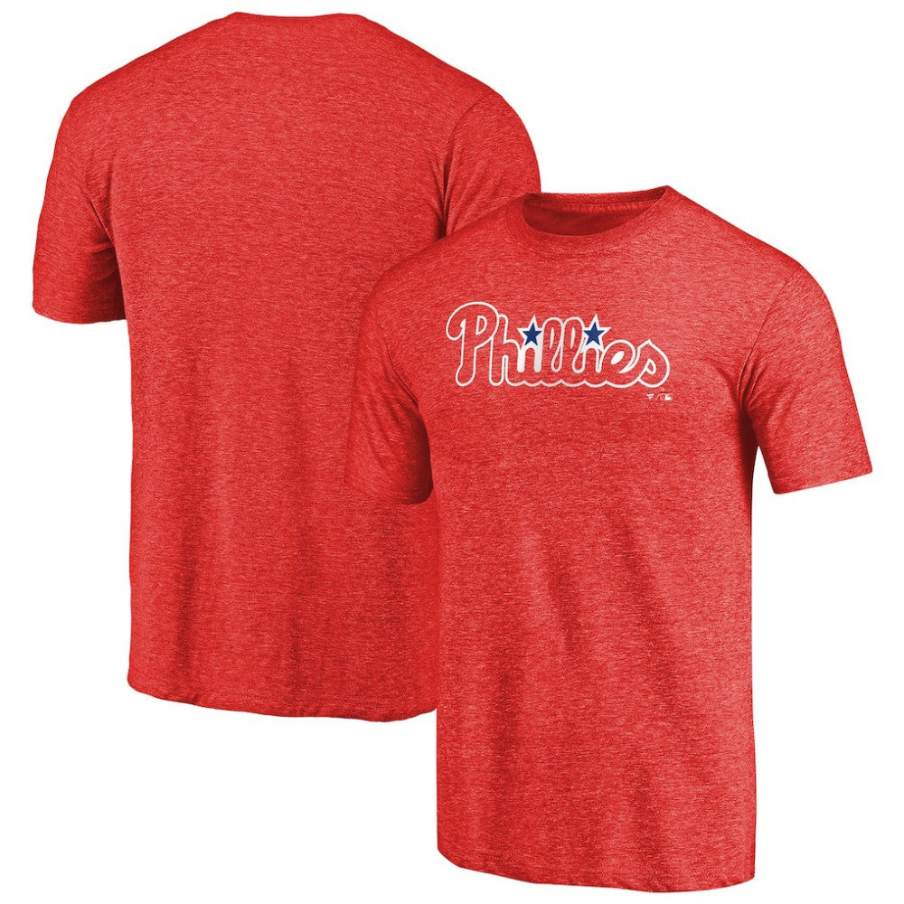 Philadelphia Phillies Team Wordmark Tri-Blend T-Shirt Red