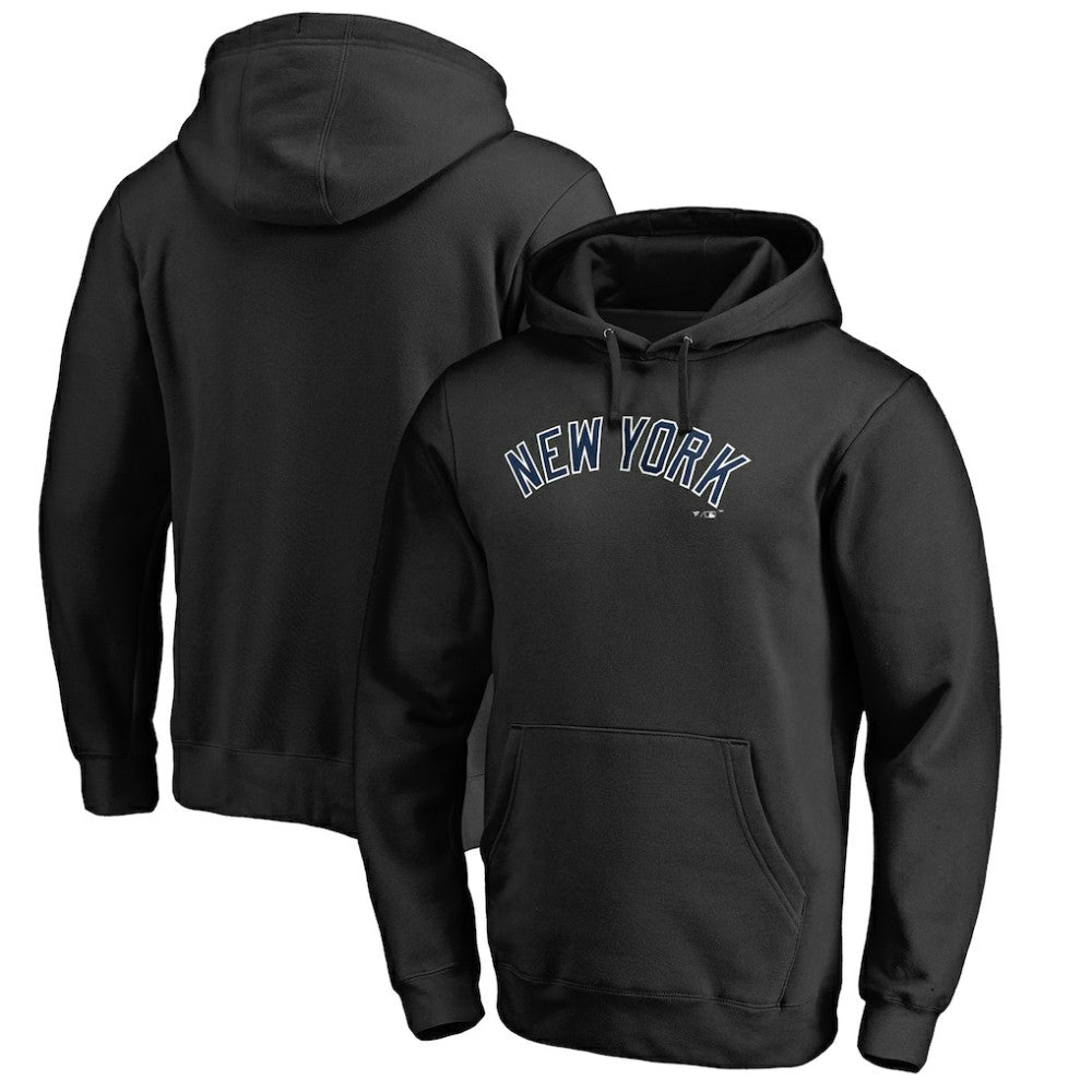 New York Yankees Official Wordmark Fitted Pullover Hoodie Black
