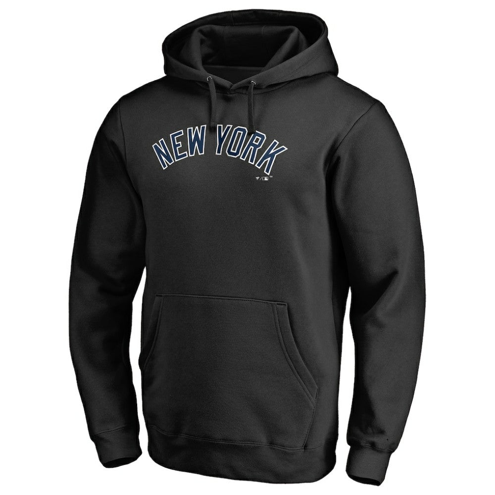 New York Yankees Official Wordmark Fitted Pullover Hoodie Black