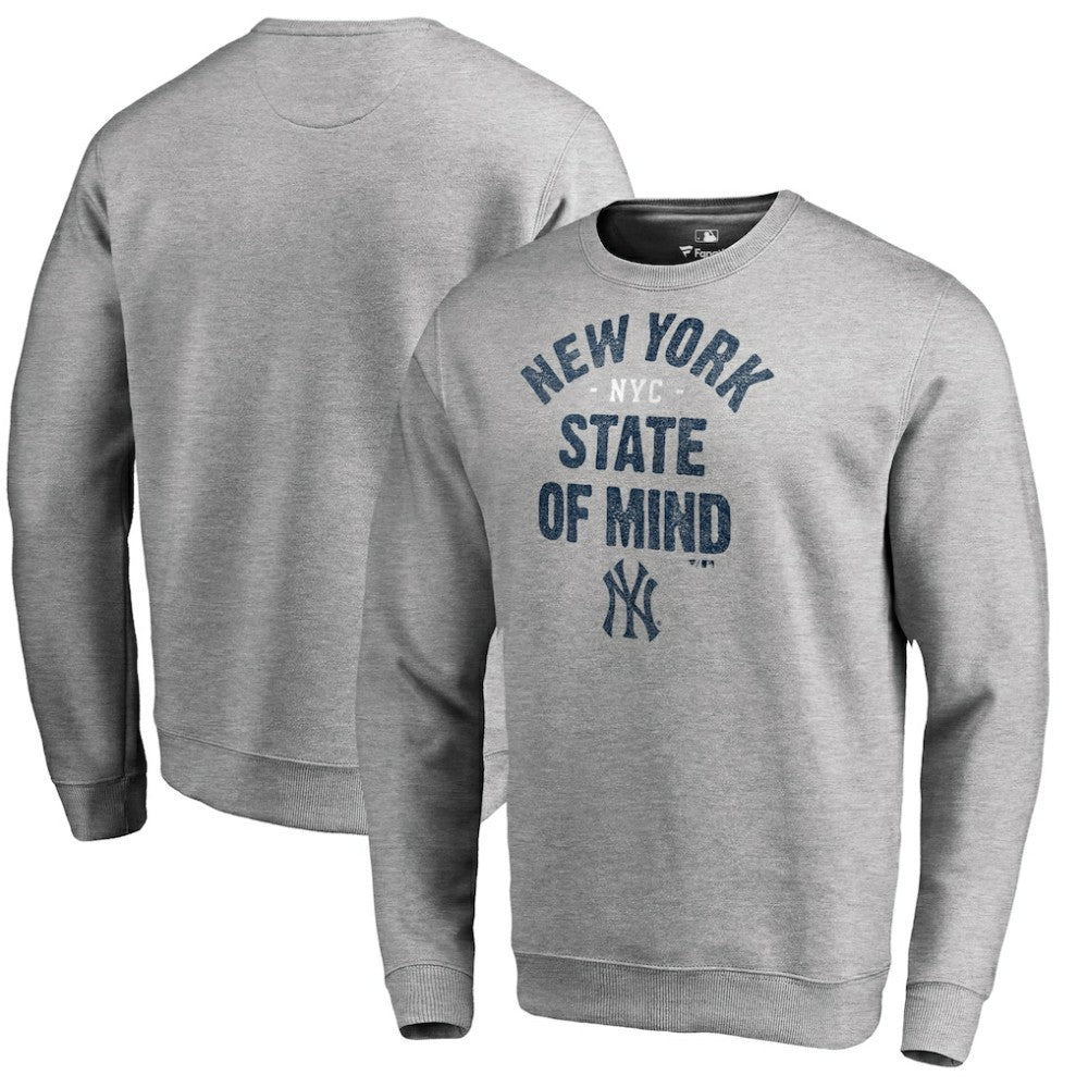 New York Yankees Hometown Collection New York State Pullover Sweatshirt Heathered Gray