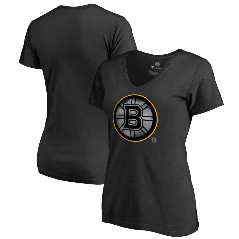 Boston Bruins Women's Core Smoke V-Neck T-Shirt - Black T-shirts