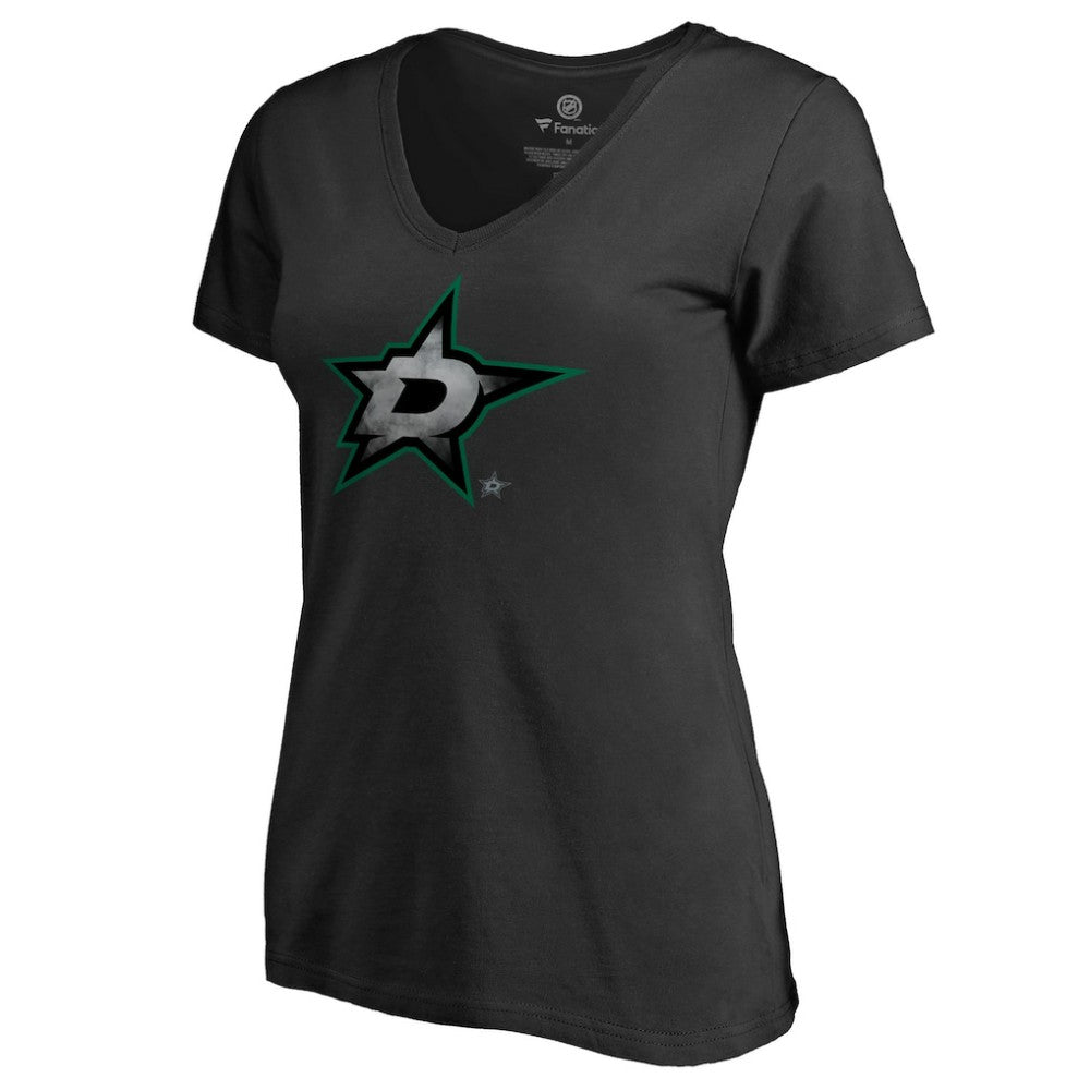 Dallas Stars Women's Core Smoke V-Neck T-Shirt - Black T-shirts