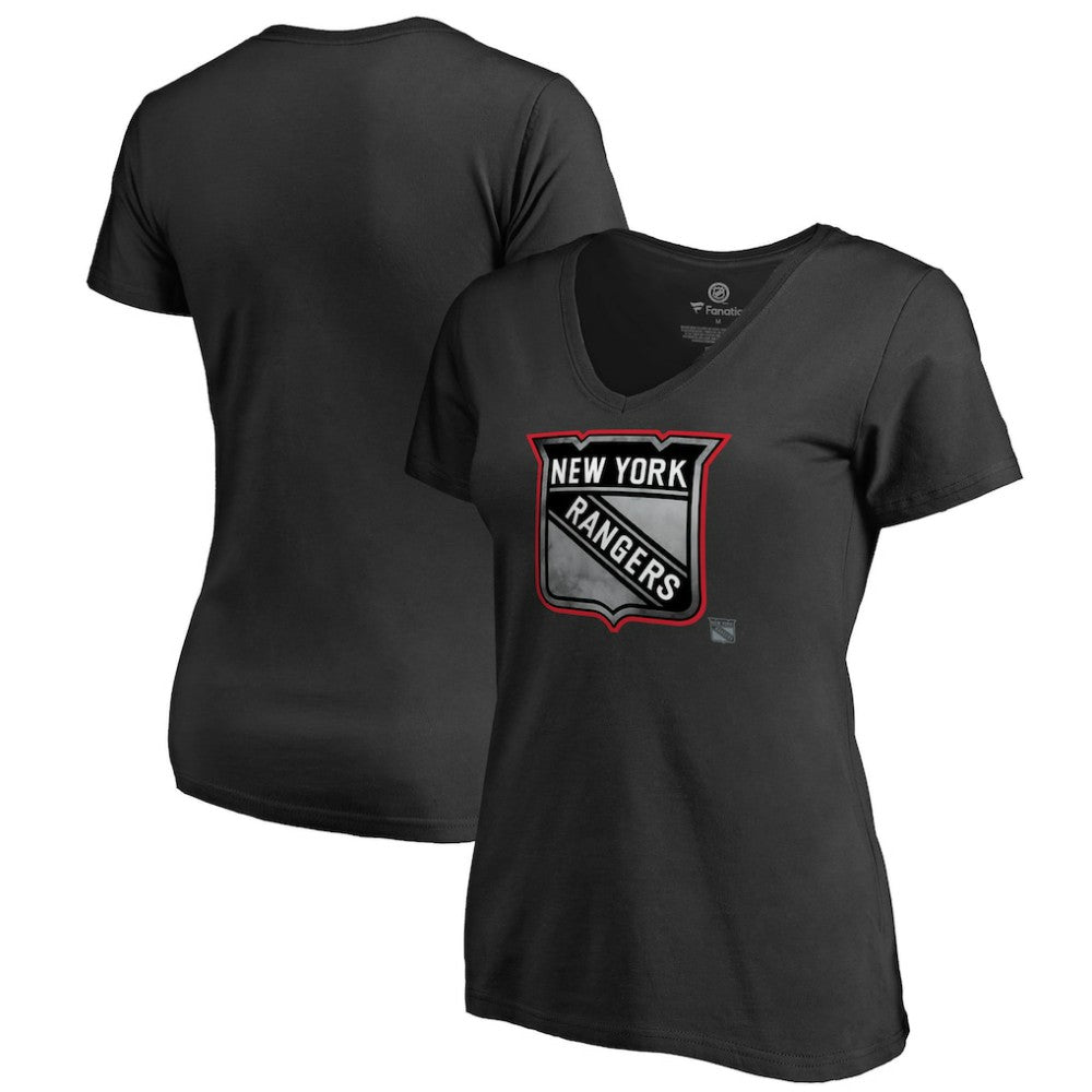 New York Rangers Women's Core Smoke V-Neck T-Shirt - Black T-shirts