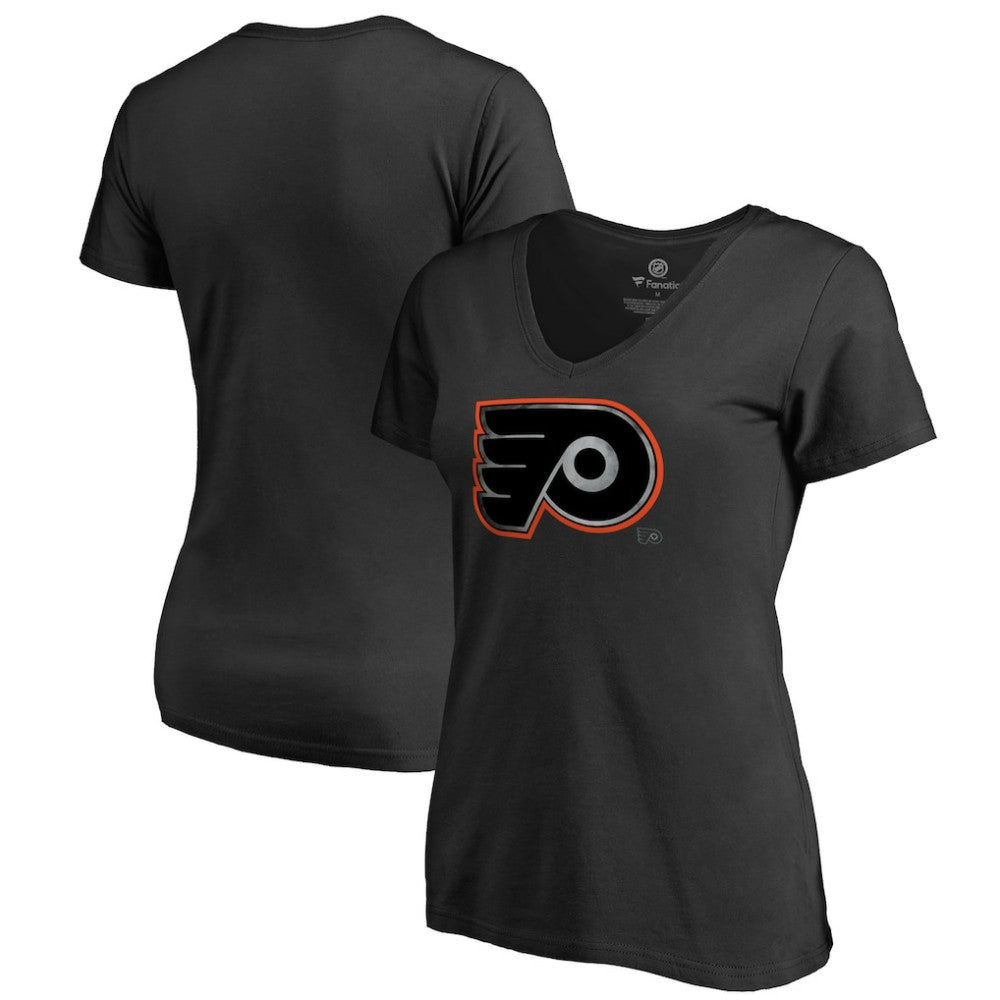 Philadelphia Flyers Women's Core Smoke V-Neck T-Shirt - Black T-shirts