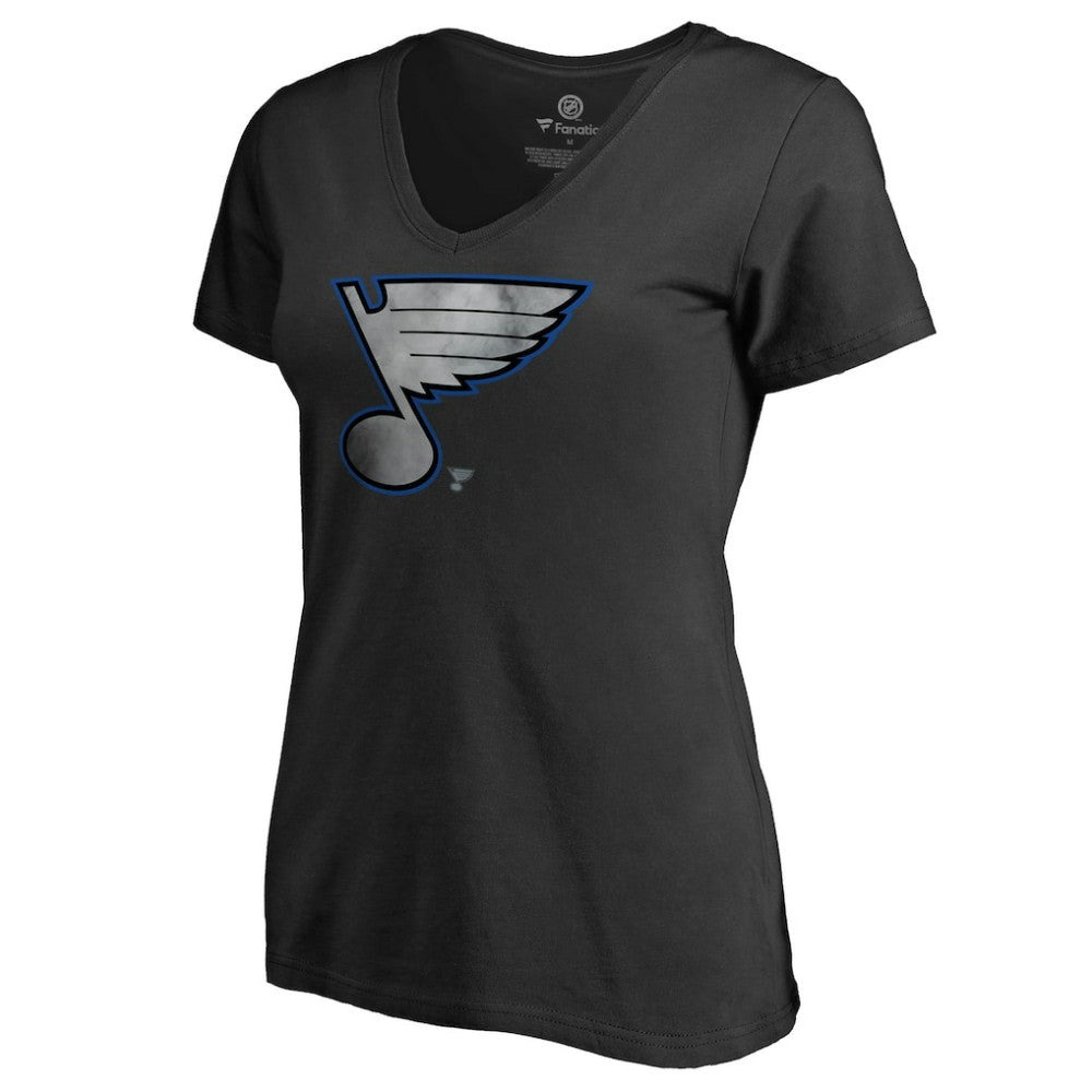 St. Louis Blues Women's Core Smoke V-Neck T-Shirt - Black T-shirts