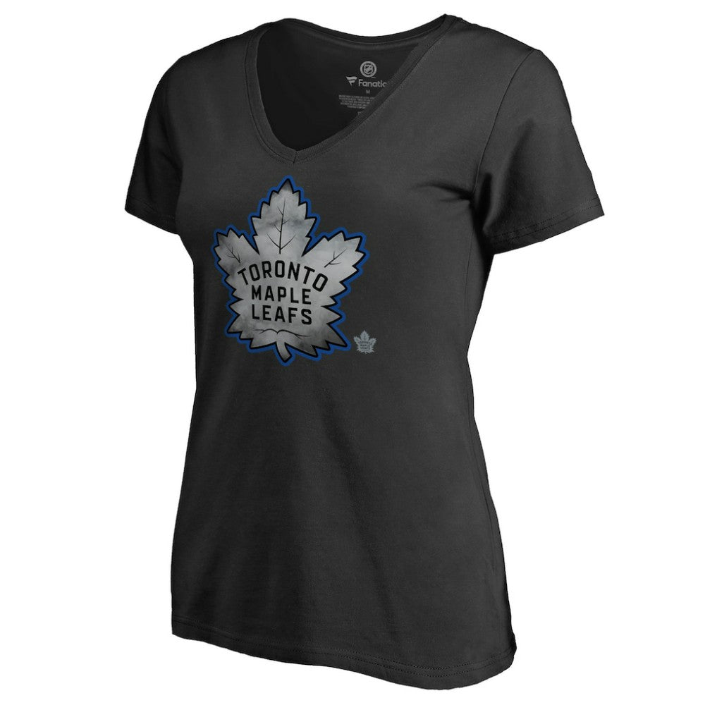 Toronto Maple Leafs Women's Core Smoke V-Neck T-Shirt - Black T-shirts