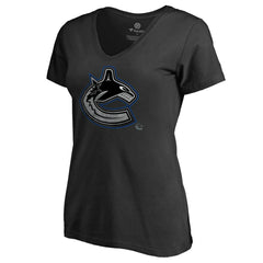 Vancouver Canucks Women's Core Smoke V-Neck T-Shirt - Black T-shirts