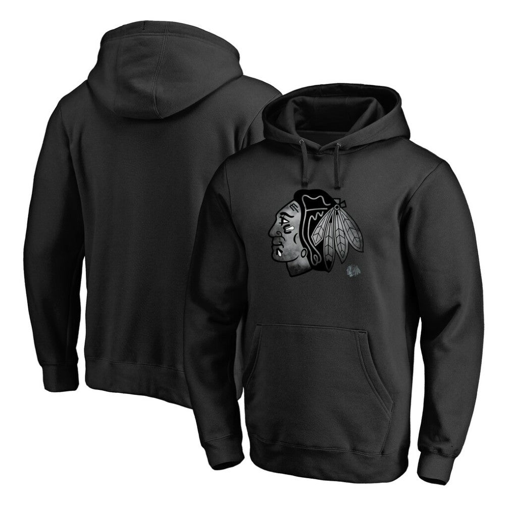 Chicago Blackhawks Core Smoke Pullover Hoodie - Black Hoodies