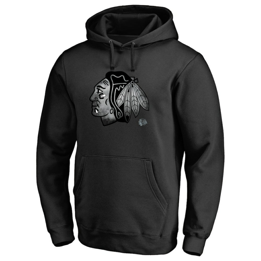Chicago Blackhawks Core Smoke Pullover Hoodie - Black Hoodies