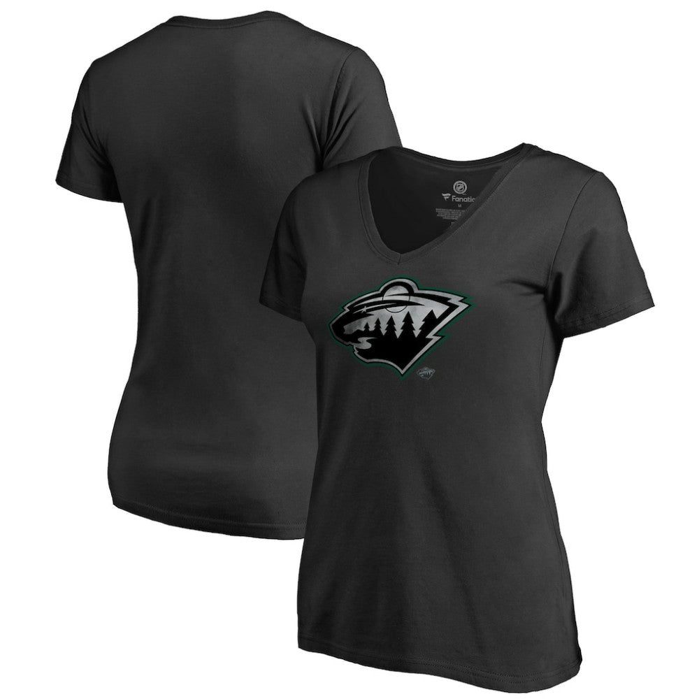 Minnesota Wild Women's Core Smoke V-Neck T-Shirt - Black T-shirts