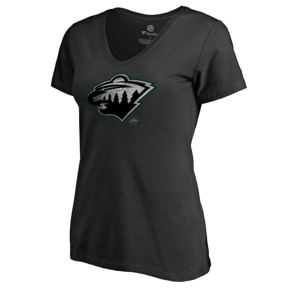 Minnesota Wild Women's Core Smoke V-Neck T-Shirt - Black T-shirts