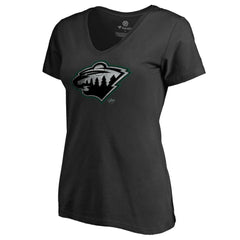 Minnesota Wild Women's Core Smoke V-Neck T-Shirt - Black T-shirts