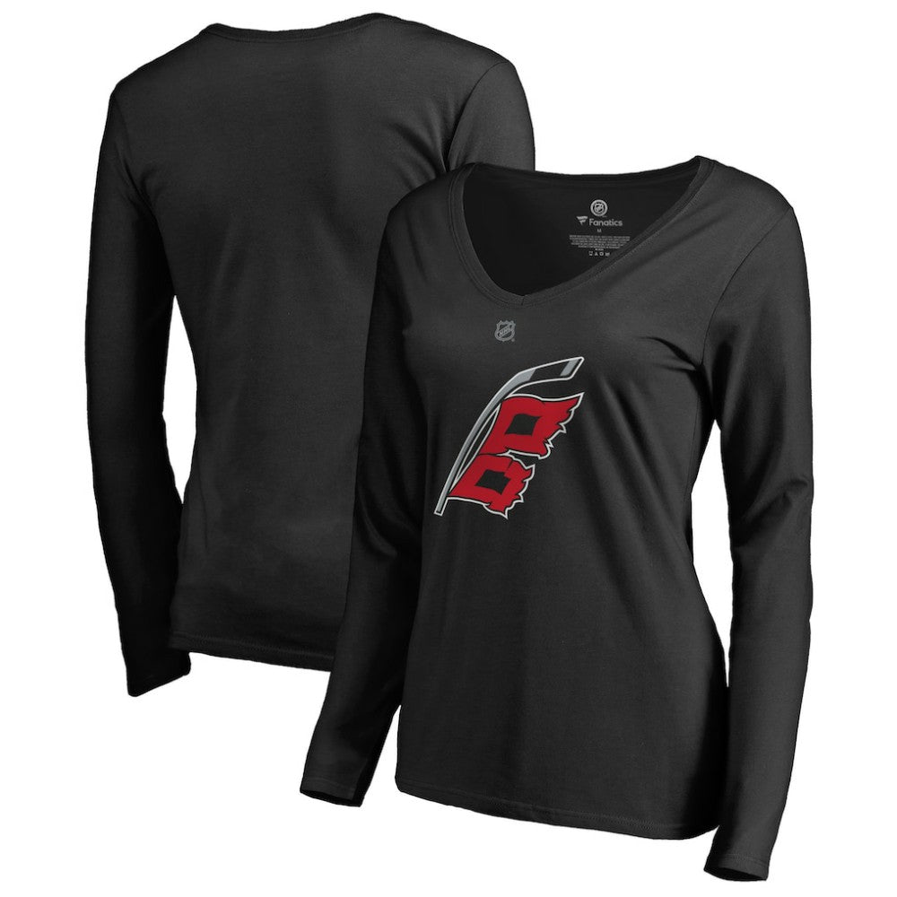 Carolina Hurricanes Women's Team Alternate Long Sleeve V-Neck T-Shirt - Black T-shirts