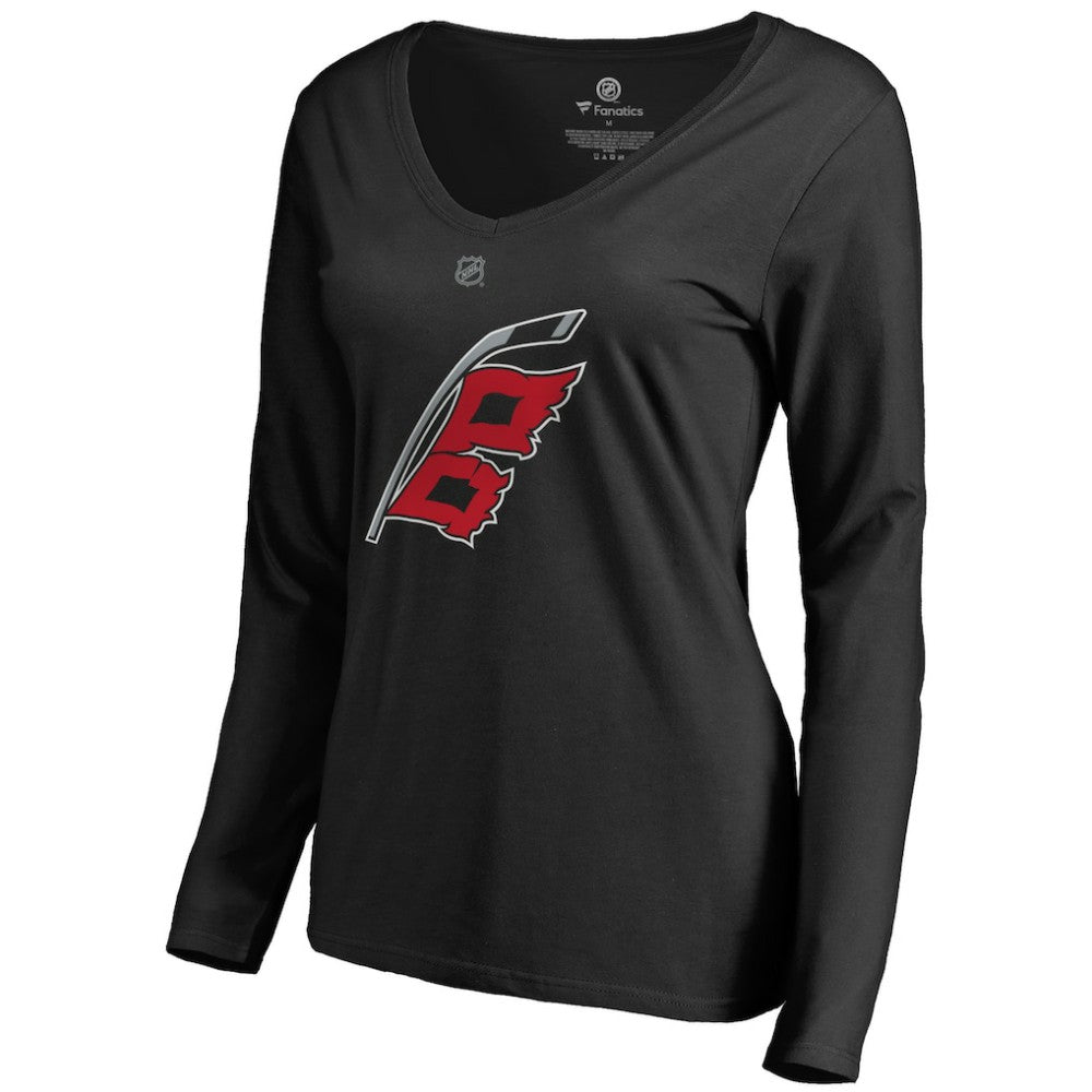 Carolina Hurricanes Women's Team Alternate Long Sleeve V-Neck T-Shirt - Black T-shirts