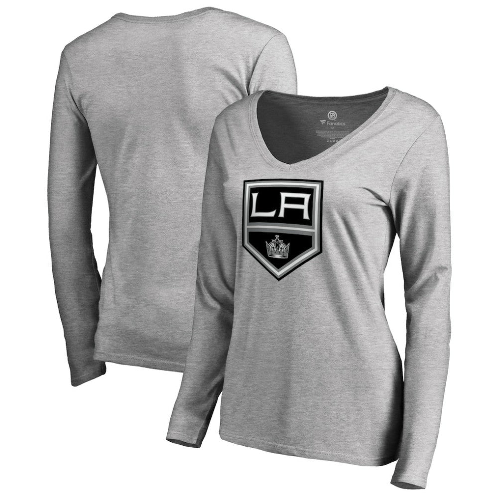 Los Angeles Kings Women's Team Alternate Long Sleeve V-Neck T-Shirt - Heather Gray T-shirts